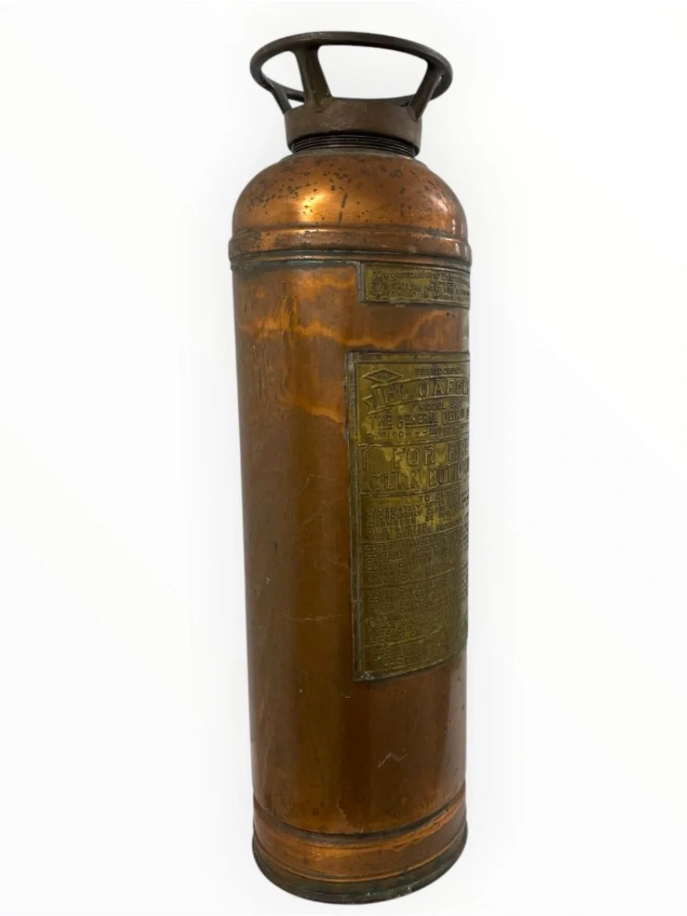 Vintage General Detroit Floafome 833 Copper Brass Fire Extinguisher 23” - Decor